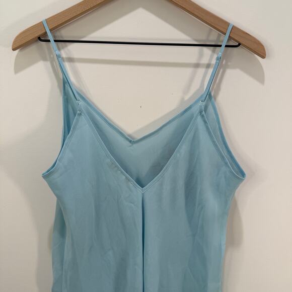 VTG California Dynasty Chemise Slip Dress Size Large Blue Floral Embroidery - Picture 13 of 14